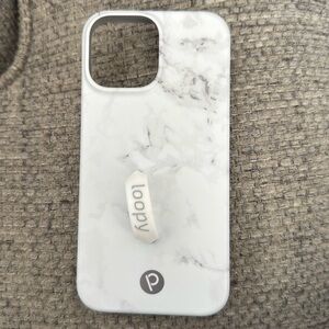 Like New IPhone 13 Pro Max White Marble Loopy Case